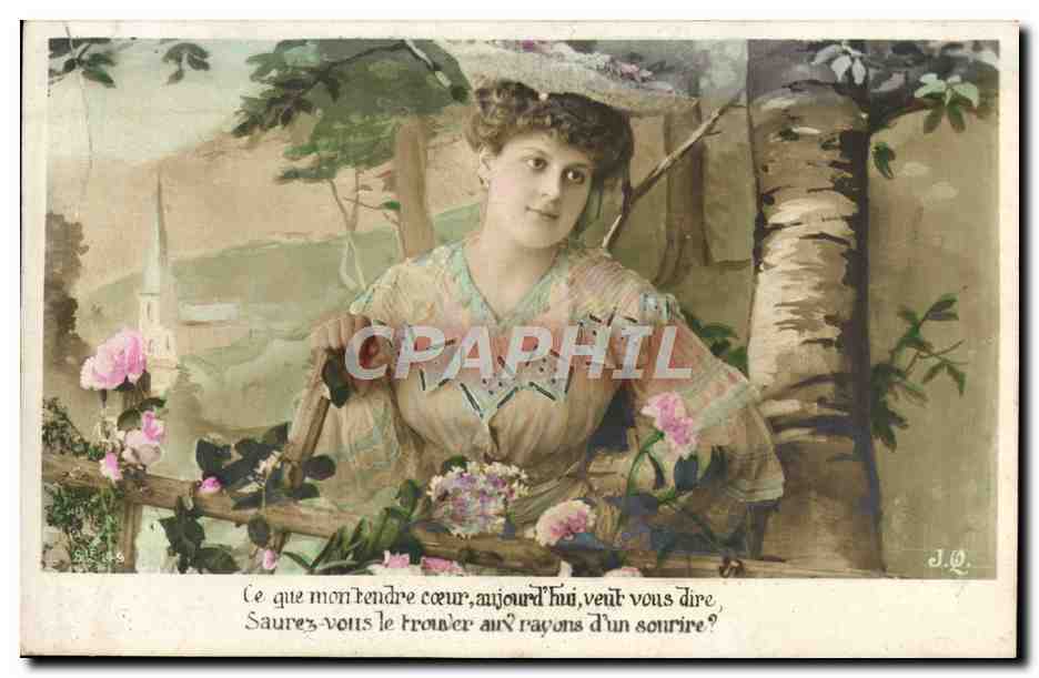 Mujer al borde de un camino — J.Q. — editor no visible