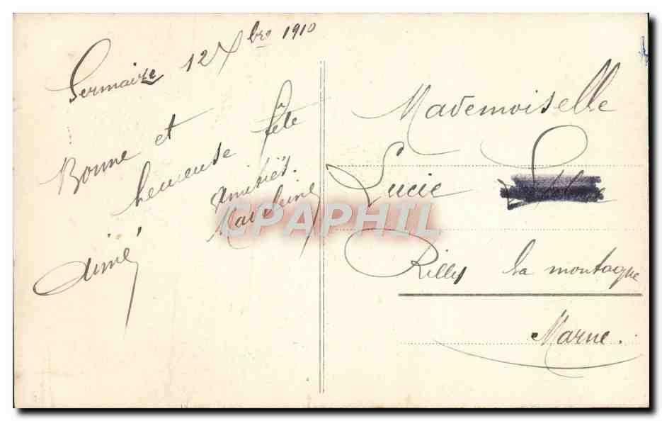 Mann im Smoking — zwei Blumensträuße haltend — Verlag Paris 323 — Rückseite