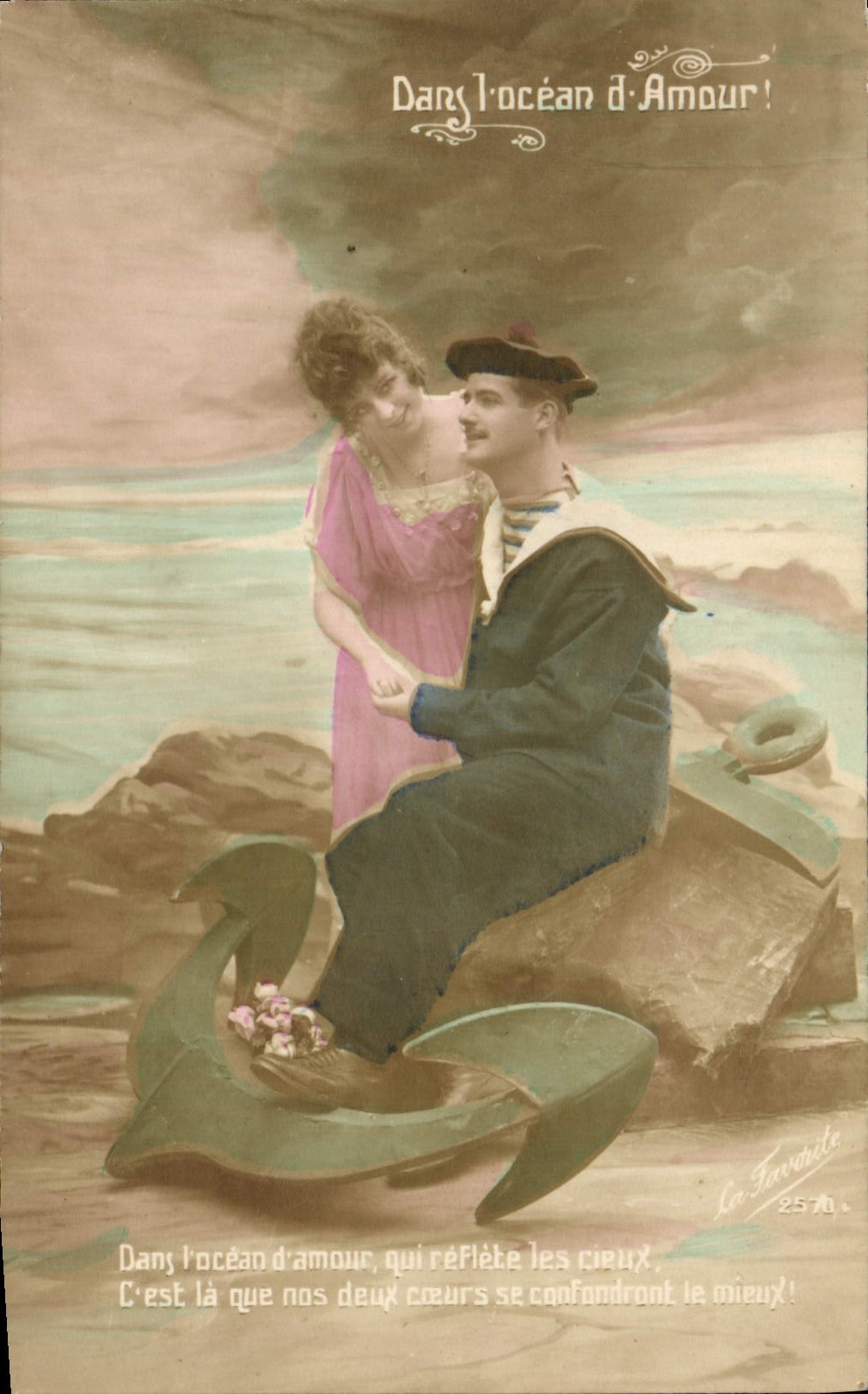 CPA Fantaisie Femme Marin Ancre de marine
