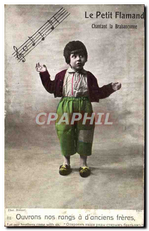 CPA Fantaisie Enfant Le petit Flamand Chantant la Brabanconne