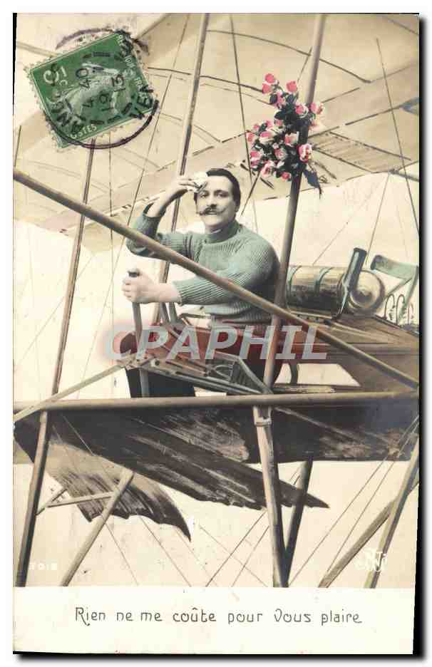 CPA Fantaisie Homme Avion