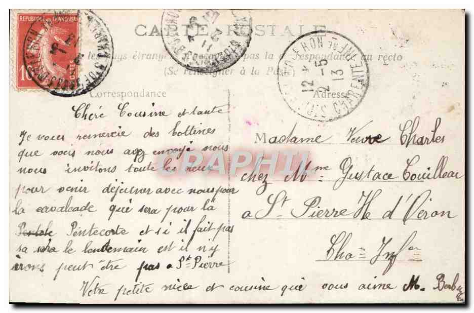 Joven mujer con pájaros — Jendresse — editor desconocido — Reverso