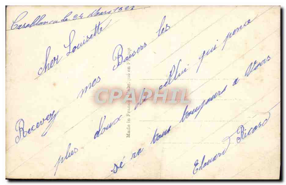 CPA Fantaisie Langage des Porte Bonheur Fleurs Elephant Fer a cheval Trefle De Coccinelle — Rückseite