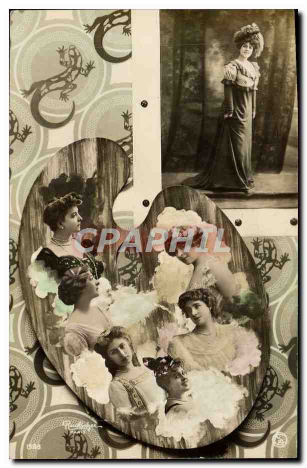 Femmes élégantes — collage de portraits — éditeur : M. R. (Paris) — n° 1883