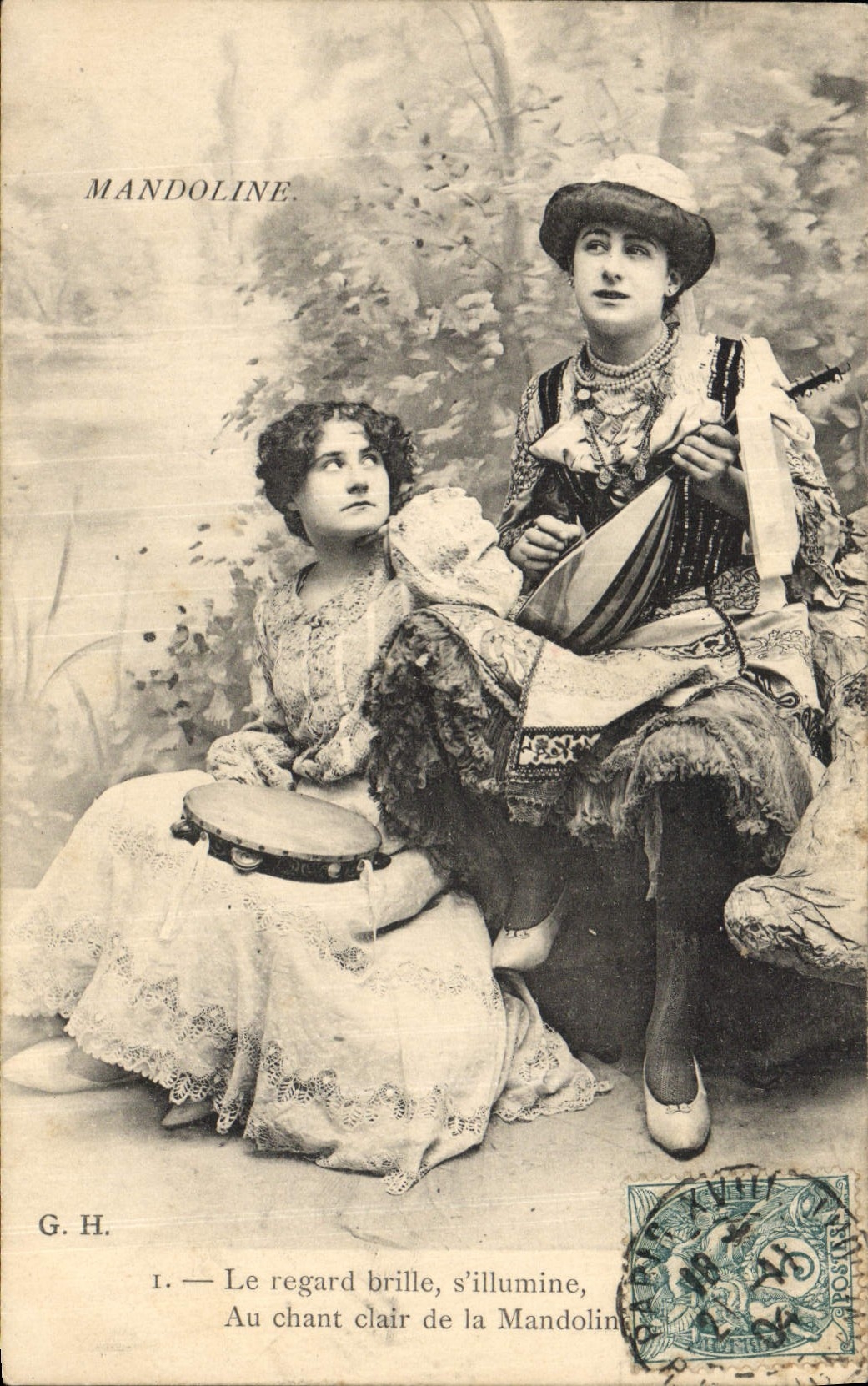 Mandoline — Le regard brille, s'illumine, Au chant clair de la Mandoline — G.H.