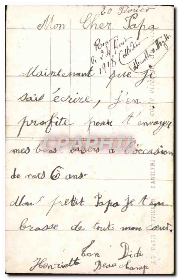CPA Fantaisie Enfant Cerises — Verso