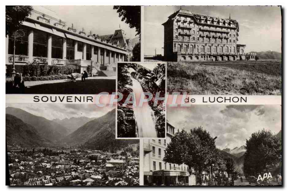 Luchon — Vue générale, casino, grotte d'Enfer, cascade — APA