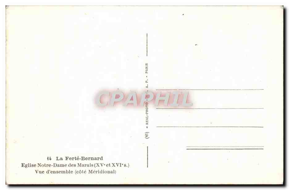 CPM La Ferte Bernard Eglise Notre Dame des Marais Vue d'ensemble  — Rückseite