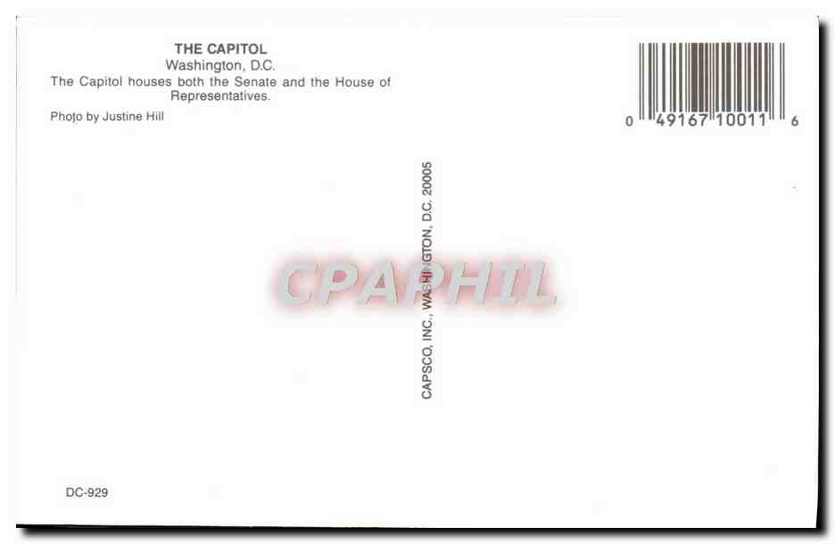CPM Washington DC The Capitol houses Senate and House of Representatives — Rückseite