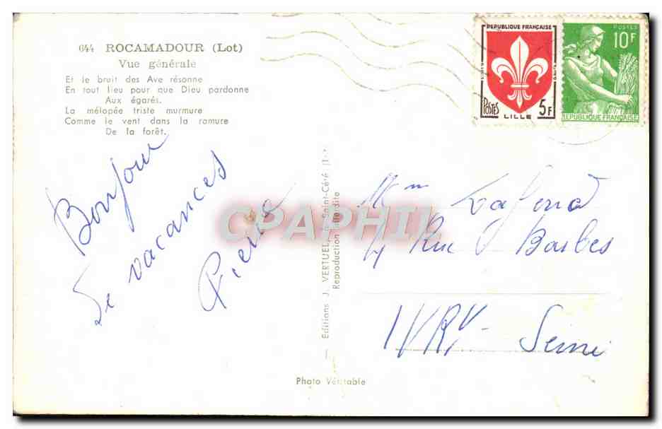 CPM Rocamadour Vue Generale — Rückseite