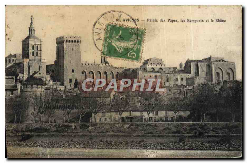 Avignon — Palais des Papes, les Remparts et le Rhône — Éditeur : G. H. G. (n° 91)