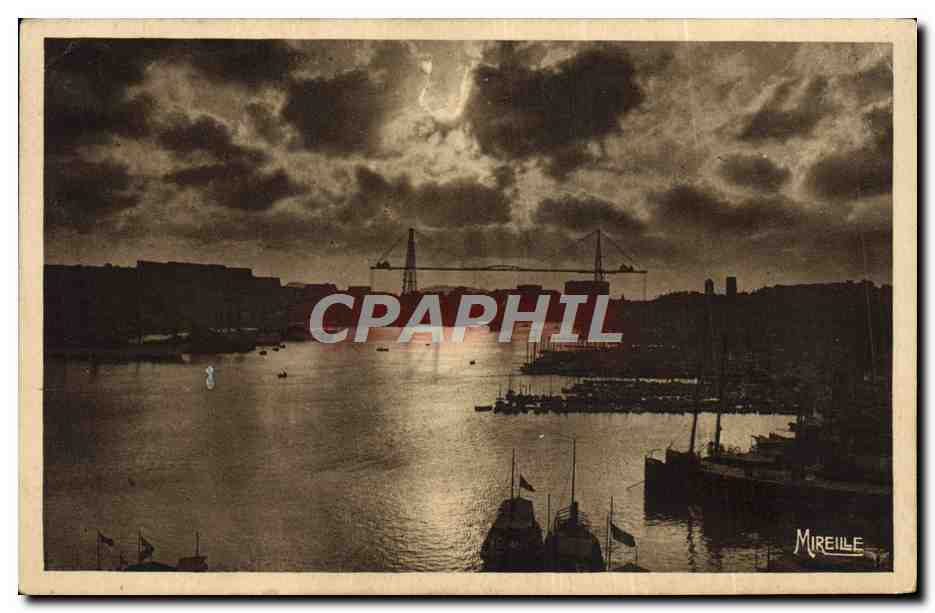CPA Marseille Coucher de soleil sur le vieux port 