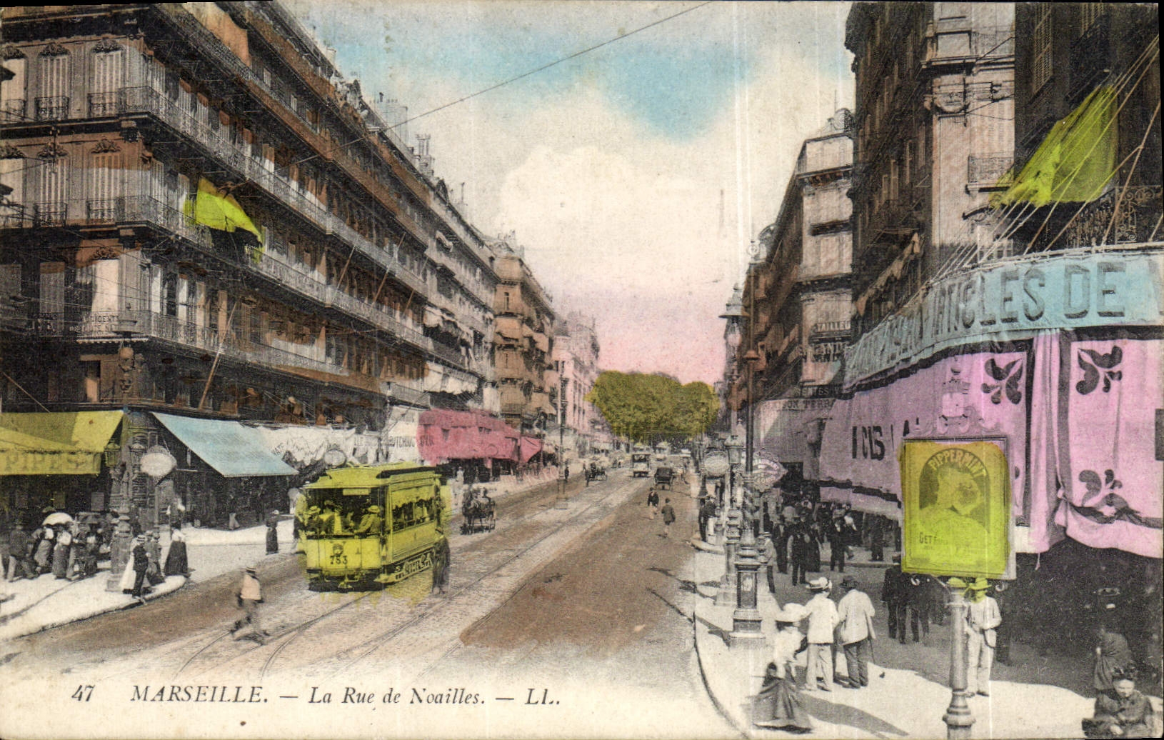 CPA Marseille La Rue Noailles Tramway