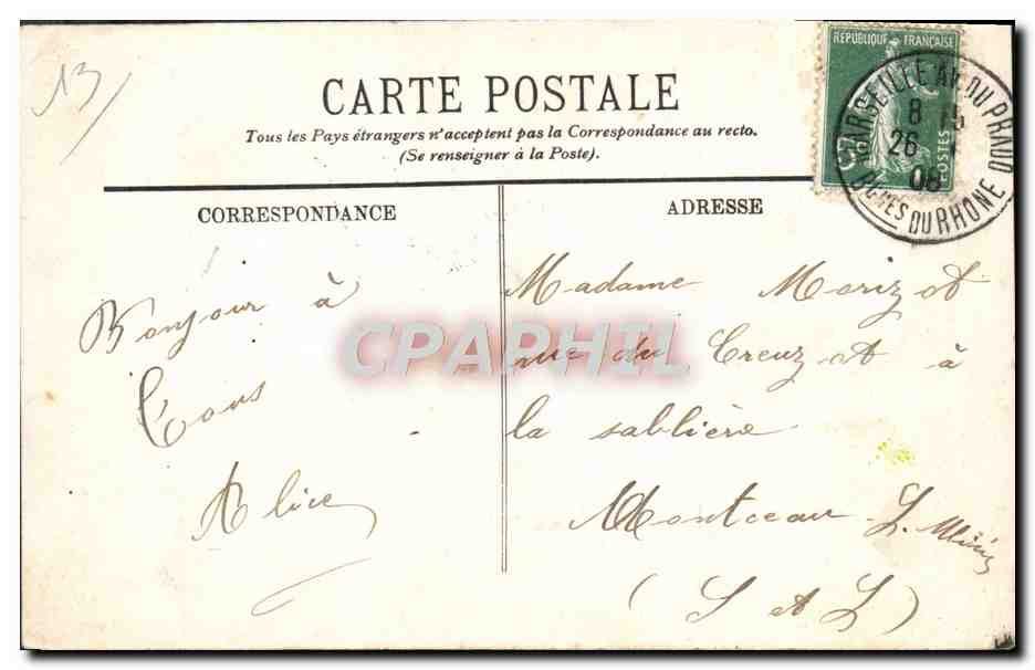 CPA Marseille La Rue Noailles Tramway — Rückseite