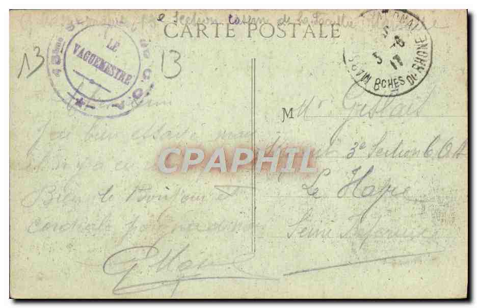CPA Marseille Rue Noailles Tramway — Verso