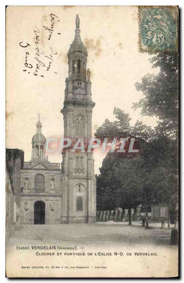 CPA Verdelais Clocher Et Portique De L'Eglise ND de Verdelais 