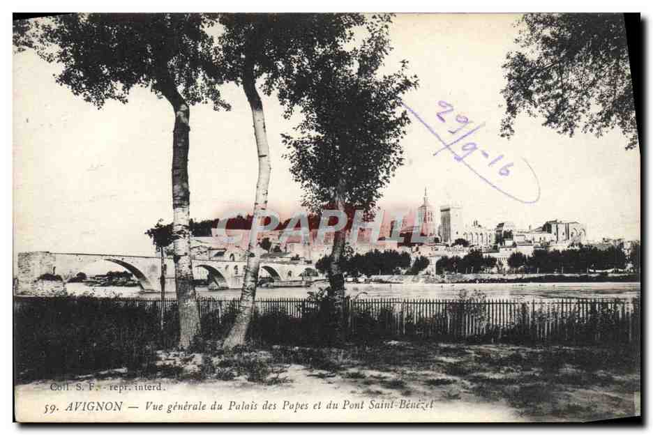 CPA Avignon Vue Generale du Palais des Papes et du Pont Saint Benezet