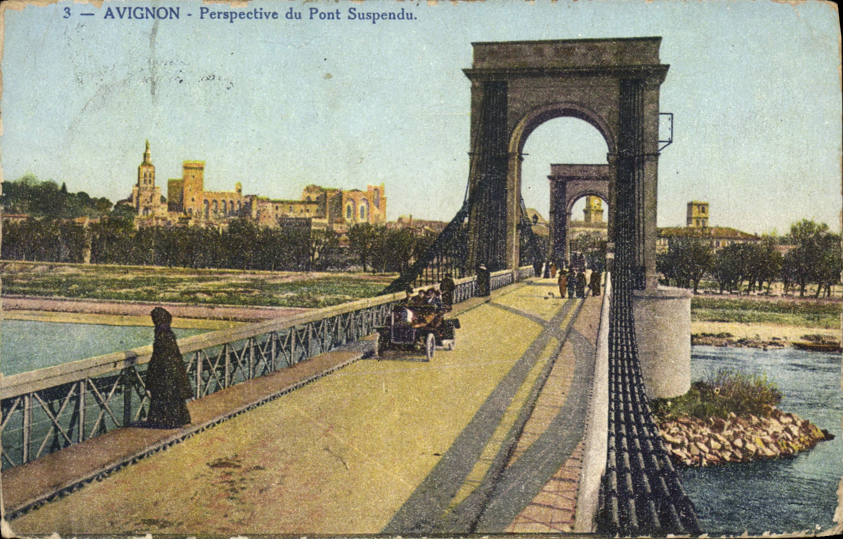 CPA Avignon Perspective du Pont Suspendu