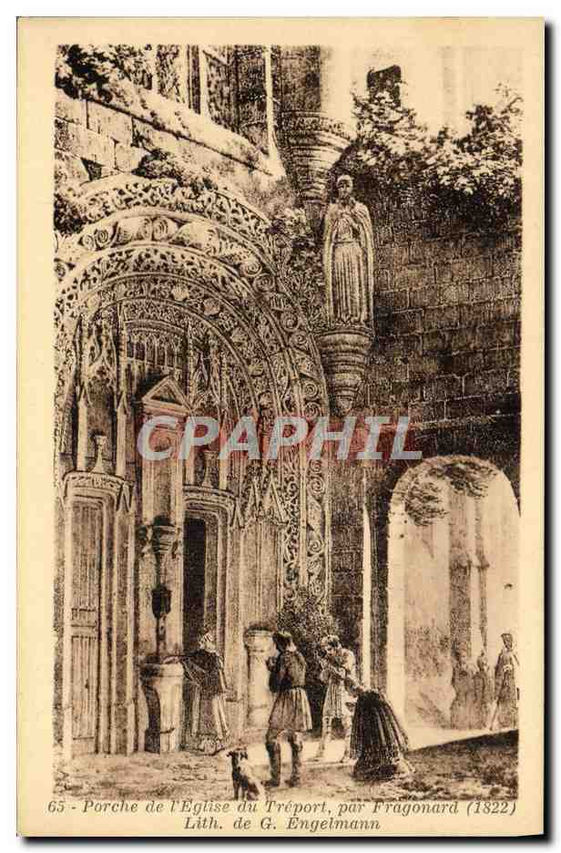 CPA Porche de l'eglise du Treport par Fragonard 