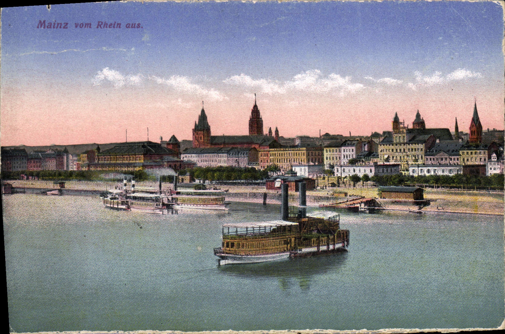CPA Mainz Vom Rhein aus Bateaux