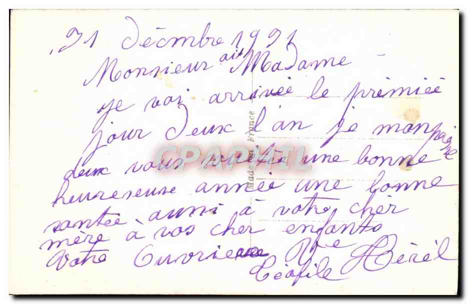 CPA Bonne Annee Fleurs — Rückseite