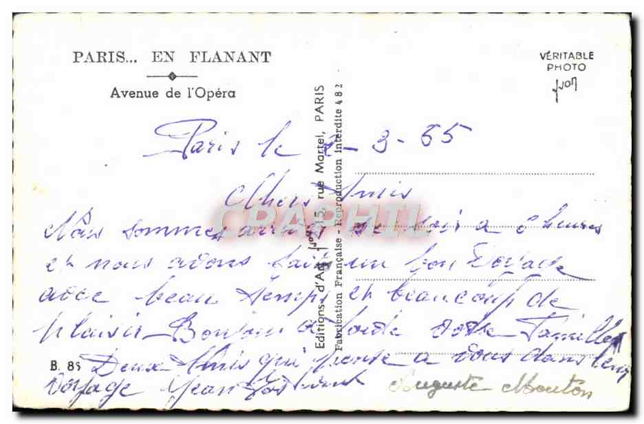 CPM Paris En Flanant Avenue de L'Opera — Rückseite