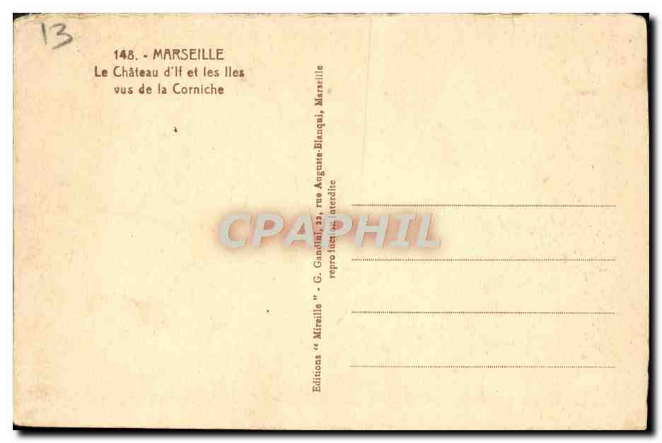 CPA Marseille Le Chateau d'If et les Iles — Rückseite