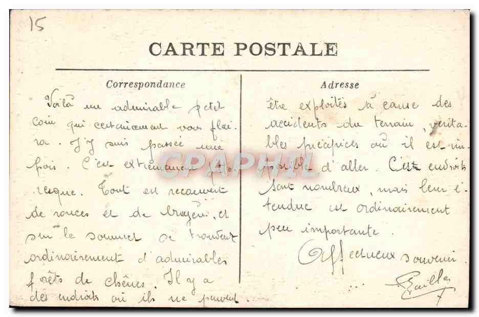 CPA Les Jolis Sites de L'Auvergne Pont de la Cadene dans les Admirables gorges de la Truyere  — Verso