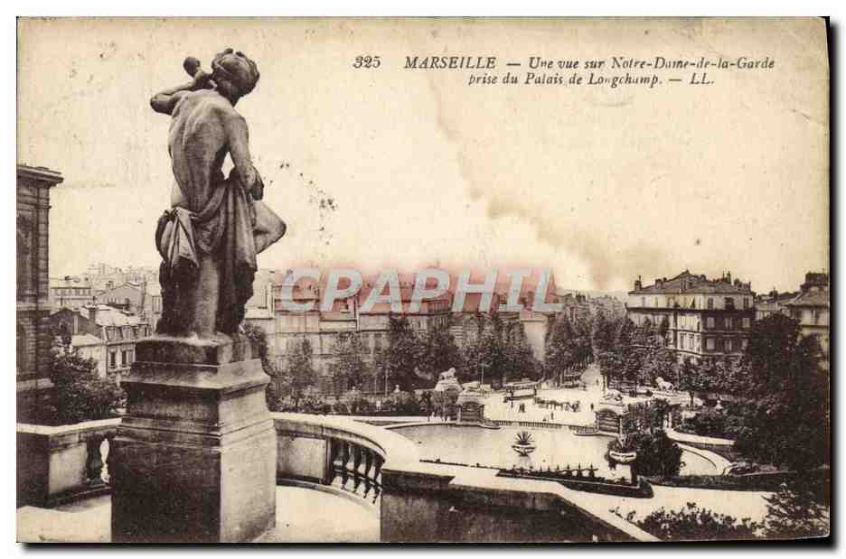 MARSEILLE — Une vue sur Notre-Dame-de-la-Garde prise du Palais de Longchamp — LL. — n° 325