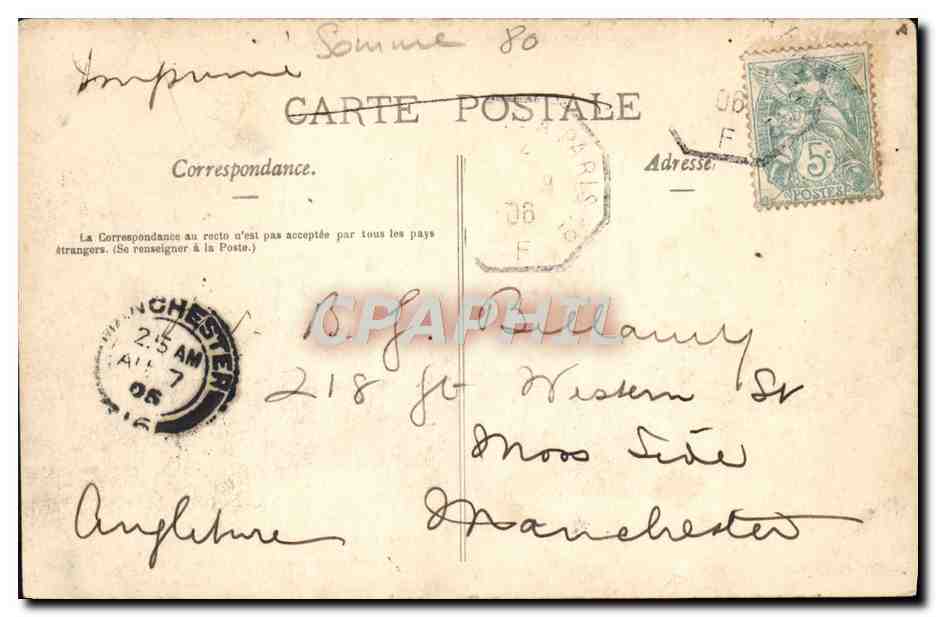 CPA Eglise de Corbie avant la revolution — Back