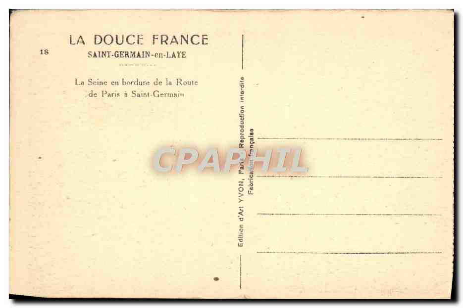 La Seine en bordure de la Route de Paris à Saint-Germain-en-Laye — Saint-Germain-en-Laye — Édition d'Art YVON — Reverso