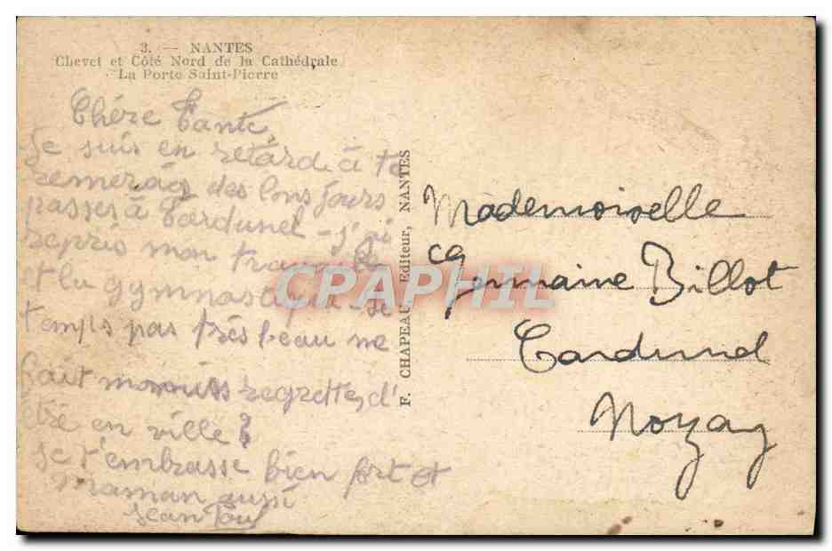 CPA Nantes Chevet et Cote Nord de la Cathedrale La porte Sainte Pierre — Verso