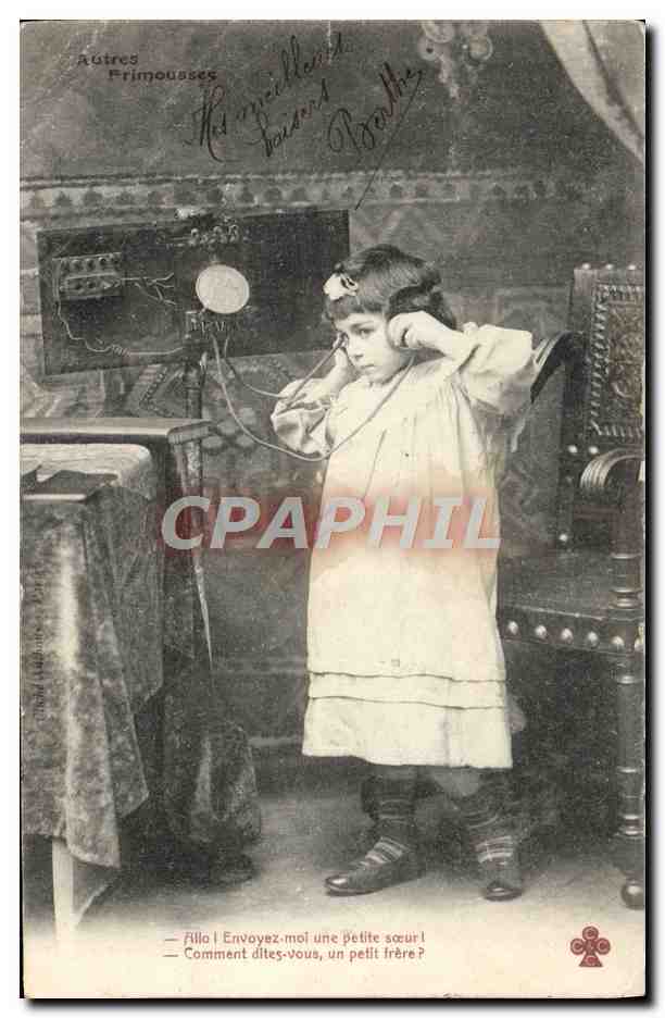 CPA Fantaisie Enfant Telephone