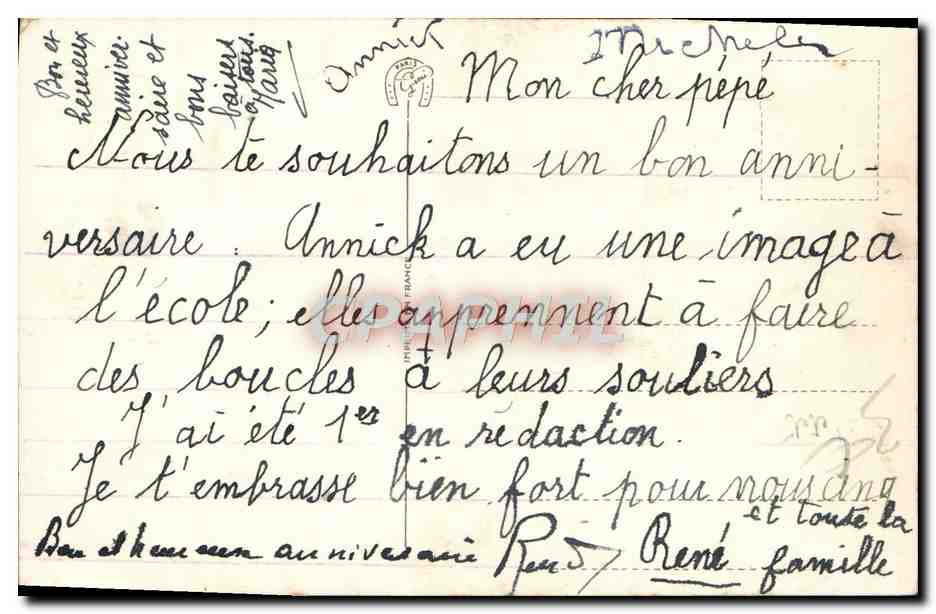 CPA Fantaisie Enfant Telephone — Rückseite