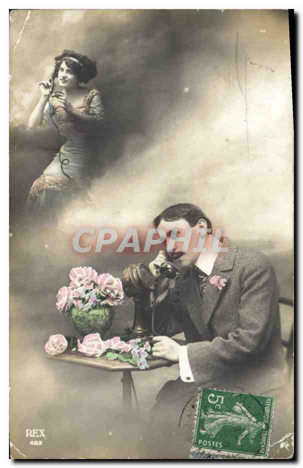 CPA Fantaisie Femme Telephone