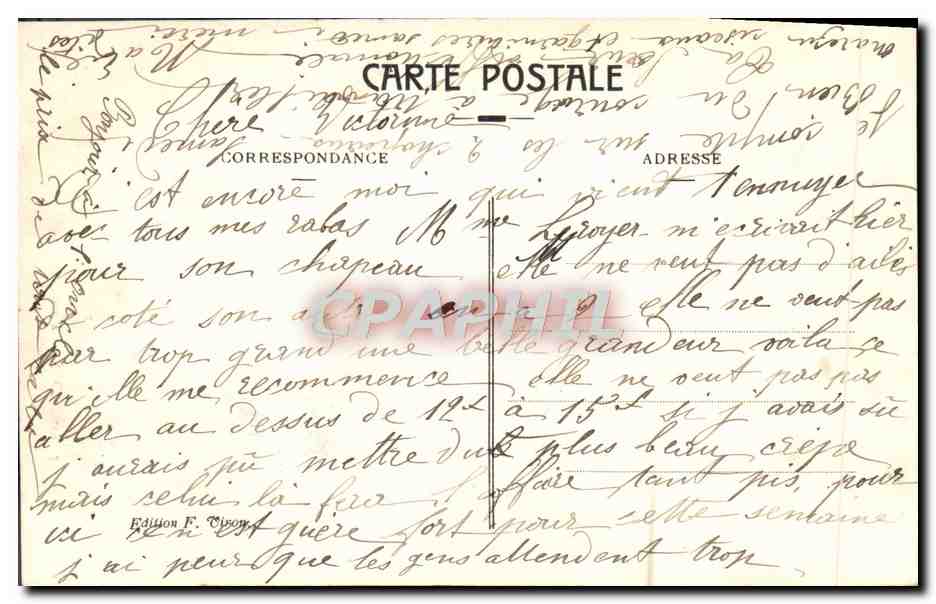 CPA Lourdes Bernadette Soubirous — Verso