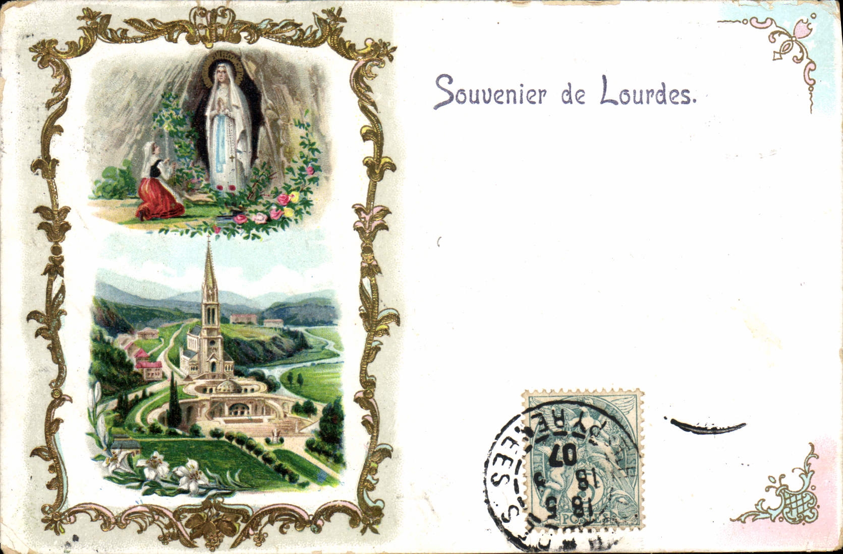 CPA Lourdes Souvenir