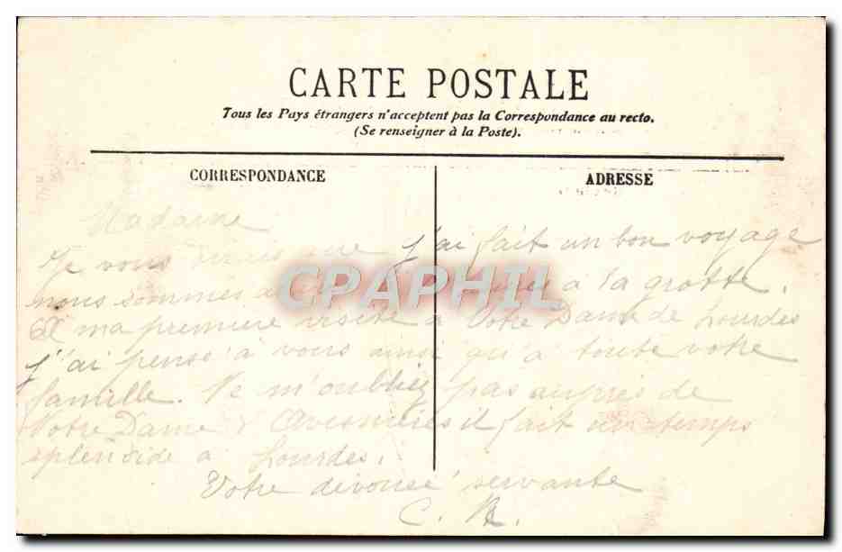 CPA Lourdes L'Apparition — Verso
