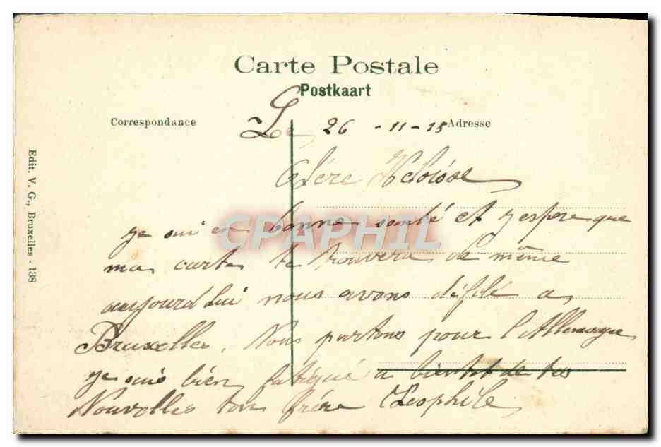 CPA Bruxelles Place de L'Hotel de Ville — Rückseite