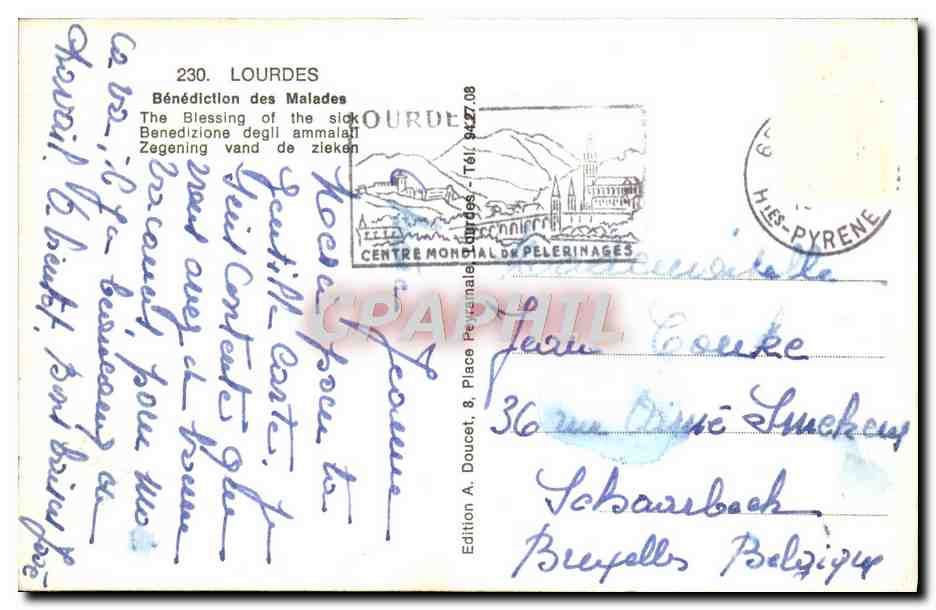 CPM Lourdes Benediction des Malades — Verso