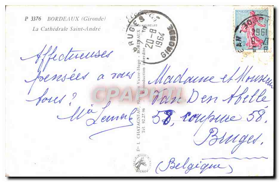 CPM Bordeaux La Cathedrale Saint Andre — Verso