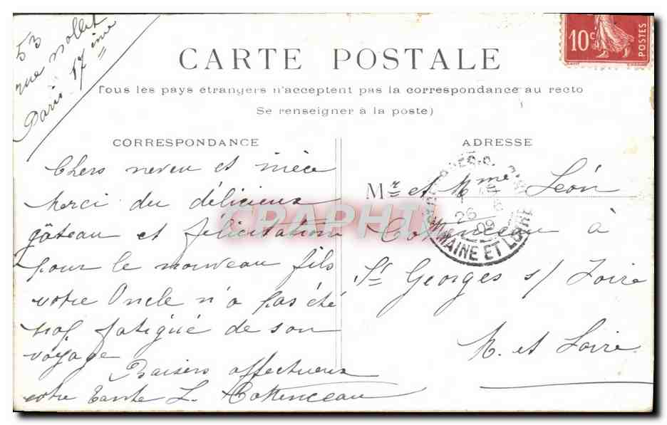 CPA Paris Palais du Luxembourg — Rückseite
