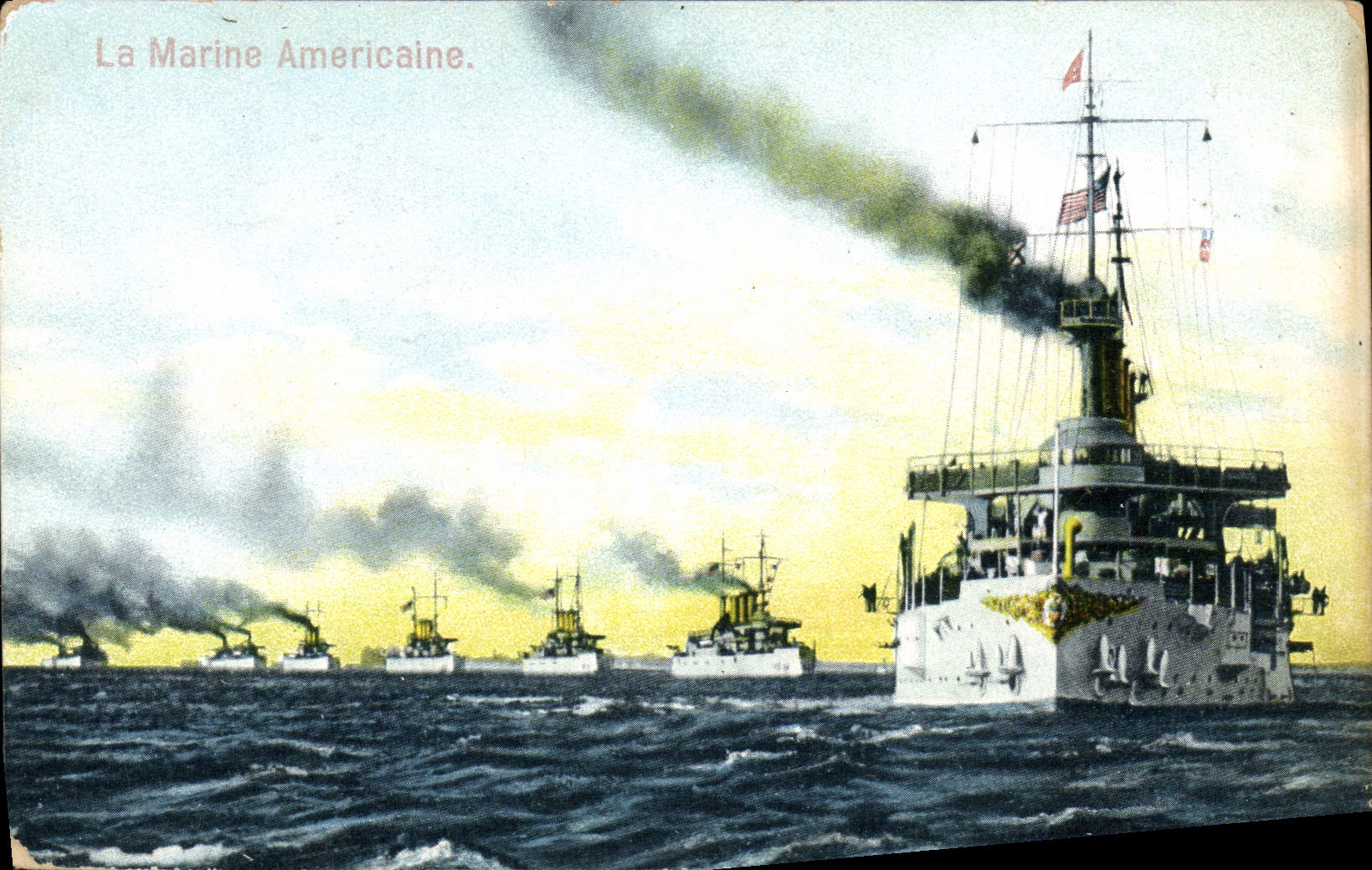 La Marine Americaine — La Grande Flotte Blanche — USS Connecticut BB-18, etc. — Crue mondiale 1908-1909