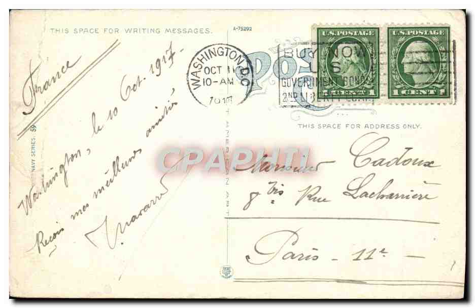 Le pont avant d'un cuirassé américain — International Film Service, Inc., New York — Verso