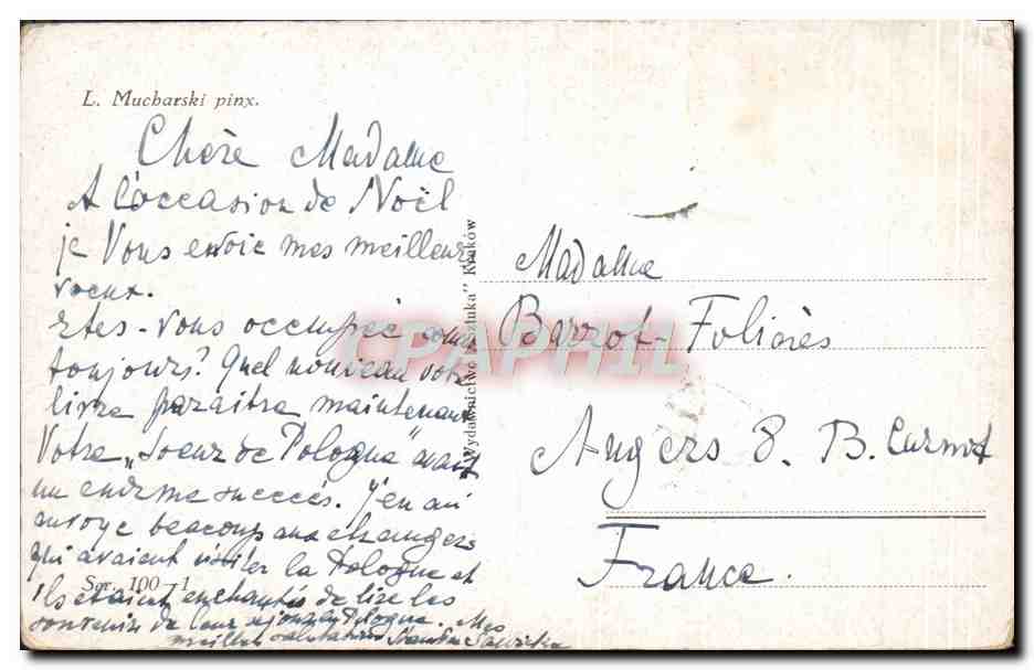 Enfants en habits de fête dans la neige — L. Mucharski — éditeur non visible — Verso