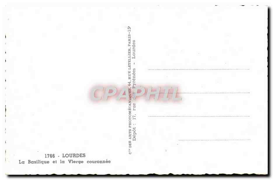 CPM Lourdes La Basilique et la Vierge Couronnee — Verso