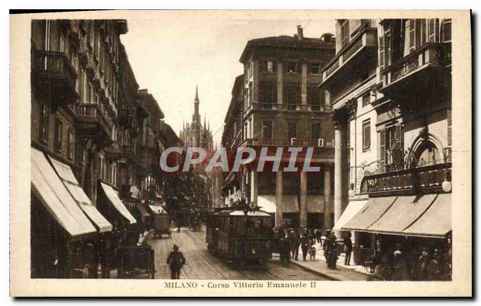 CPA Milano Corso Vittorio Emanuele II Tramway