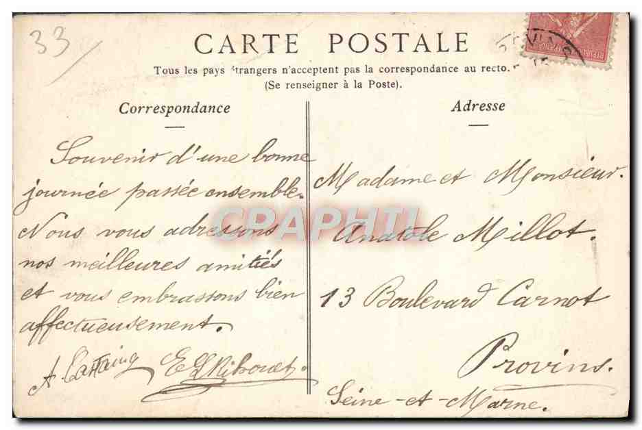 CPA Bordeaux Porte de la Grosse Cloche — Verso