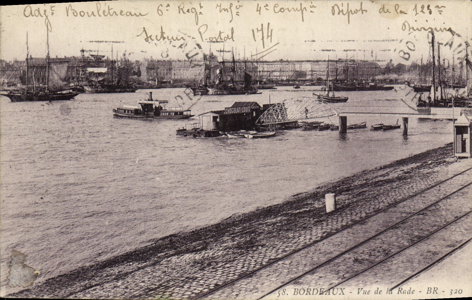 Bordeaux - Vue de la Rade - BR 320 — 6e Régiment d'Infanterie, 4e Compagnie, Dijon, 1914