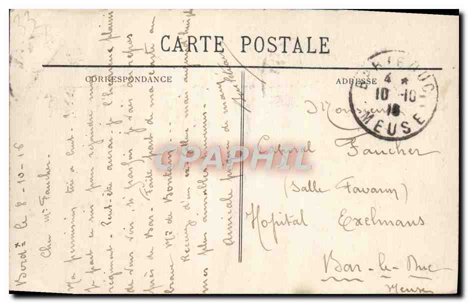 Bordeaux - Vue de la Rade - BR 320 — 6e Régiment d'Infanterie, 4e Compagnie, Dijon, 1914 — Verso